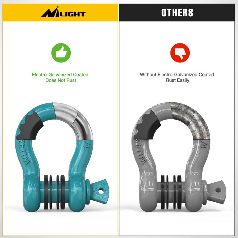 Nilight 2 Pack 3/4"" D-Ring Shackle with 7/8"" Screw Pin 41,887lbs Break Strength, Heavy Duty Off Road Recovery Shackle with Isolators Washers for Use with Tow Strap, Winch, Off-Road Jeep Truck Vehicle - Image 5